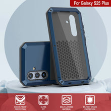 Cargar imagen en el visor de la galería, Galaxy S25 más estuche de metal, cubierta de armadura de grado militar de servicio pesado [prueba de choque] Cuerpo completo duro [azul]
