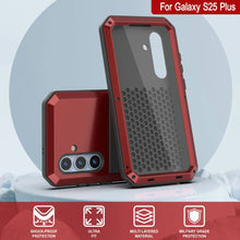 Cargar imagen en el visor de la galería, Galaxy S25 más estuche de metal, cubierta de armadura de grado militar de alta resistencia [prueba de choque] Cuerpo completo duro [rojo]
