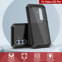 Cargar imagen en el visor de la galería, Galaxy S25 más estuche de metal, cubierta de armadura de grado militar de servicio pesado [prueba de choque] Cuerpo completo duro [negro]
