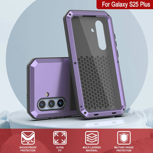 Galaxy S25 más estuche de metal, cubierta de armadura de grado militar de servicio pesado [prueba de choque] Cuerpo completo duro [púrpura]