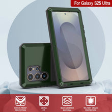Cargar imagen en el visor de la galería, Galaxy S25 Case Ultra Metal, cubierta de armadura de grado militar de servicio pesado [prueba de choque] Cuerpo completo duro [verde oscuro]
