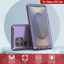 Cargar imagen en el visor de la galería, Caso de metal ultra Galaxy S25, cubierta de armadura de grado militar de servicio pesado [prueba de choque] Full Body Hard [Purple]
