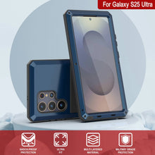 Cargar imagen en el visor de la galería, Caso de metal Ultra Galaxy S25, cubierta de armadura de grado militar de servicio pesado [prueba de choque] Cuerpo completo duro [azul]
