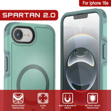 Load image into Gallery viewer, Punkcase iPhone 16E Case, [Serie Spartan 2.0] Carrera de servicio pesado resistente con protector de pantalla incorporado [verde azulado]
