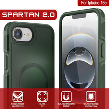 Load image into Gallery viewer, Punkcase iPhone 16E Case, [Serie Spartan 2.0] Carrera de servicio pesado resistente con protector de pantalla incorporado [Dark Green]
