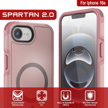 Load image into Gallery viewer, Punkcase iPhone 16E Case, [Serie Spartan 2.0] Carrera de servicio pesado resistente con protector de pantalla incorporado [rosa]
