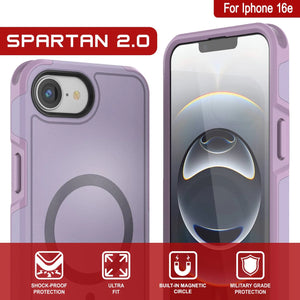 Punkcase iPhone 16E Case, [Serie Spartan 2.0] Carrera de servicio pesado resistente con protector de pantalla incorporado [lila]