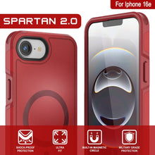 Load image into Gallery viewer, Punkcase iPhone 16E Case, [Serie Spartan 2.0] Carrera de servicio pesado resistente con protector de pantalla incorporado [rojo]
