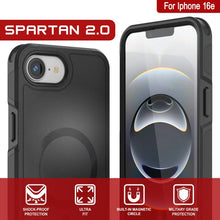 Load image into Gallery viewer, Punkcase iPhone 16E Case, [Serie Spartan 2.0] Carrera de servicio pesado resistente con protector de pantalla incorporado [negro]
