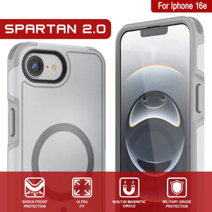 Punkcase iPhone 16E Case, [Serie Spartan 2.0] Carrera de servicio pesado resistente con protector de pantalla incorporado [blanco]