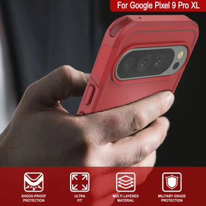 Punkcase Google Pixel 9 Pro XL Case, [Serie Spartan 2.0] Cubierta de servicio pesado resistente con protector de pantalla incorporado [rojo]