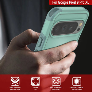 Punkcase Google Pixel 9 Pro XL Case, [Serie Spartan 2.0] Cubierta de servicio pesado resistente con protector de pantalla incorporado [verde azulado]