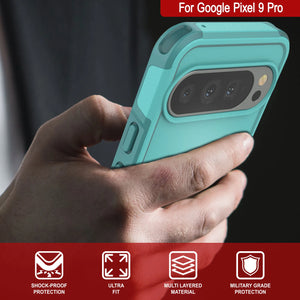 Punkcase Google Pixel 9 Pro Case, [Serie Spartan 2.0] Carrera de servicio pesado resistente con protector de pantalla incorporado [azul]