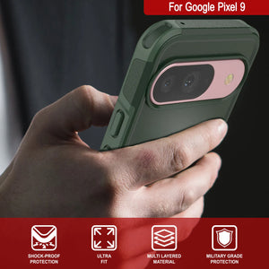 Punkcase Google Pixel 9 Case, [Serie Spartan 2.0] Cubierta de servicio pesado resistente con protector de pantalla incorporado [verde oscuro]