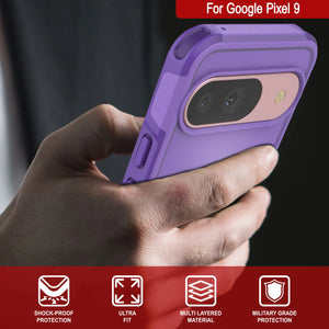 Punkcase Google Pixel 9 Case, [Serie Spartan 2.0] Cubierta de servicio pesado resistente con protector de pantalla incorporado [Purple]