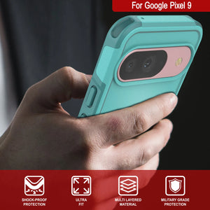 Punkcase Google Pixel 9 Case, [Serie Spartan 2.0] Cubierta de servicio pesado resistente con protector de pantalla incorporado [azul]