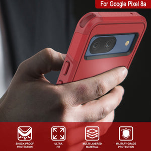 Funda PunkCase para Google Pixel 9 Pro XL, [Serie Spartan 2.0], transparente, resistente y duradera, con protector de pantalla incorporado [rojo]