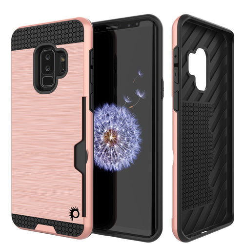 Galaxy S9 Plus Case, PUNKcase [SLOT Series] [Slim Fit] Dual-Layer Armor Cover w/Integrated Anti-Shock System, Credit Card Slot  [Rose Gold] (Color in image: Rose)