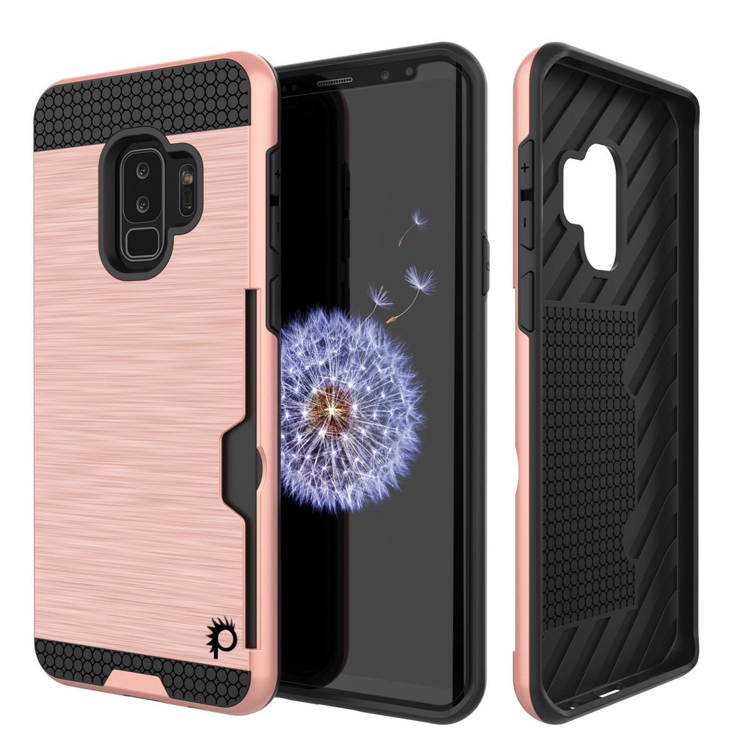 Galaxy S9 Plus Case, PUNKcase [SLOT Series] [Slim Fit] Dual-Layer Armor Cover w/Integrated Anti-Shock System, Credit Card Slot  [Rose Gold] (Color in image: Rose)