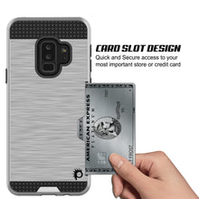 Cargar imagen en el visor de la galería, Galaxy S9 Plus Case, PUNKcase [SLOT Series] [Slim Fit] Dual-Layer Armor Cover w/Integrated Anti-Shock System, Credit Card Slot [Silver] (Color in image: White)
