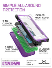 Cargar imagen en el visor de la galería, iPhone SE/5S/5 Waterproof Case, Ghostek® Nautical Purple Series| Underwater | Aluminum Frame (Color in image: Black)
