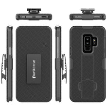 Cargar imagen en el visor de la galería, Punkcase Galaxy S9 PLUS Case With Screen Protector, Holster Belt Clip &amp; Built-In Kickstand Non Slip Dual Layer Hybrid TPU Full Body Protection [Thin Fit] for Samsung Galaxy S9+ Edge [Black] 
