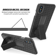 Cargar imagen en el visor de la galería, Punkcase iPhone X Case With Tempered Glass Screen Protector, Holster Belt Clip &amp; Built-In Kickstand Non Slip Dual Layer Hybrid TPU Full Body Protection [Thin Fit] for Apple iPhone 10 [Black] 
