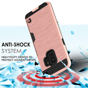 Galaxy S9 Case, PUNKcase [SLOT Series] [Slim Fit] Dual-Layer Armor Cover w/Integrated Anti-Shock System, Credit Card Slot [Rose Gold] (Color in image: Silver)