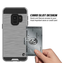 Cargar imagen en el visor de la galería, Galaxy S9 Case, PUNKcase [SLOT Series] [Slim Fit] Dual-Layer Armor Cover w/Integrated Anti-Shock System, Credit Card Slot [Silver] (Color in image: Black)
