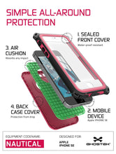 Cargar imagen en el visor de la galería, iPhone SE/5S/5 Waterproof Case, Ghostek® Nautical Pink Series| Underwater | Aluminum Frame (Color in image: Black)
