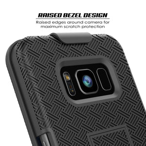 Punkcase Galaxy S8 Case, With PunkShield Glass Screen Protector, Holster Belt Clip & Built-In Kickstand Non-Slip Dual Layer Hybrid TPU Full Body Protection for Samsung S8 Edge [Black] 