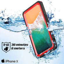 Load image into Gallery viewer, iPhone XS Max Waterproof Case, Punkcase [Extreme Series] Armor Cover W/ Built In Screen Protector [Clear] (Color in image: Red)
