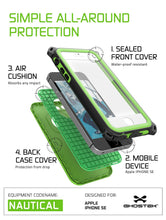 Cargar imagen en el visor de la galería, iPhone SE/5S/5 Waterproof Case, Ghostek® Nautical Green Series| Underwater | Aluminum Frame (Color in image: Black)
