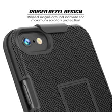 Cargar imagen en el visor de la galería, Punkcase iPhone 8 / 7 Case With Tempered Glass Screen Protector, Holster Belt Clip &amp; Built-In Kickstand Non Slip Dual Layer Hybrid TPU Full Body Protection [Thin Fit] for Apple iPhone 7 &amp; 8 [Black] 
