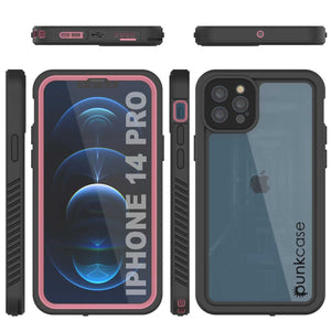 iPhone 14 Pro Waterproof Case, Punkcase [Extreme Series] Armor Cover W/ Built In Screen Protector [Pink] (Color in image: Red)