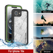 Cargar imagen en el visor de la galería, Case impermeable para iPhone 16E, cubierta de armadura punkcase [serie extrema] con protector de pantalla incorporado [verde claro]
