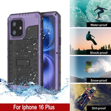 Cargar imagen en el visor de la galería, iPhone 16 Plus Metal Extreme 3.0 Serie Estuche impermeable aluminio IP68 w/buillt en la pantalla Protector y Kickstand [Purple]
