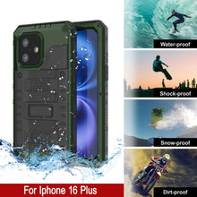 Cargar imagen en el visor de la galería, iPhone 16 Plus Metal Extreme 3.0 Estuche impermeable de aluminio IP68 con buillt en la pantalla Protector y Kickstand [Dark Green]
