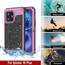 Cargar imagen en el visor de la galería, Case impermeable de aluminio de iPhone 16 Plus Metal Extreme 3.0 IP68 con Buillt en la pantalla Protector y Kickstand [rosa]
