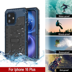 iPhone 16 Plus Metal Extreme 3.0 Serie Estuche impermeable aluminio IP68 w/buillt en la pantalla Protector y Kickstand [azul]
