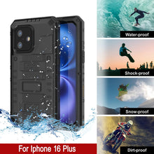 Cargar imagen en el visor de la galería, iPhone 16 Plus Metal Extreme 3.0 Serie Estuche impermeable de aluminio IP68 w/Buillt en la pantalla Protector y Kickstand [negro]
