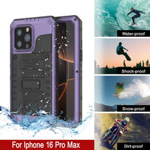 Cargar imagen en el visor de la galería, iPhone 16 Pro Max Metal Extreme 3.0 Estuche impermeable de aluminio IP68 con buillt en la pantalla Protector y Kickstand [púrpura]
