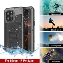 Cargar imagen en el visor de la galería, iPhone 16 Pro Max Metal Extreme 3.0 Estuche impermeable de aluminio IP68 con buillt en la pantalla Protector y Kickstand [Silver]
