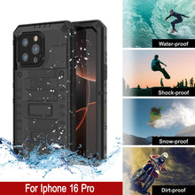 Load image into Gallery viewer, Case impermeable de aluminio iPhone 16 Pro Metal Extreme 3.0 aluminio IP68 con buillt en la pantalla Protector y Kickstand [negro]
