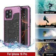 Load image into Gallery viewer, Case impermeable de aluminio iPhone 16 Pro Metal Extreme 3.0 IP68 con protector de pantalla y Kickstand [rosa]
