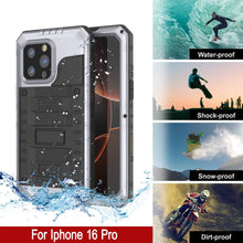 Load image into Gallery viewer, Caso impermeable de aluminio de la serie iPhone 16 Pro Metal 3.0 IP68 con protector de pantalla y Kickstand [blanco]
