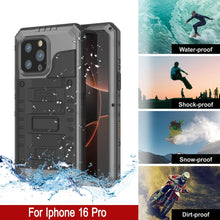 Load image into Gallery viewer, Caso impermeable de aluminio de iPhone 16 Pro Metal Extreme 3.0 IP68 W/Buillt en la pantalla Protector y Kickstand [Silver]
