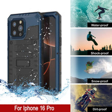 Load image into Gallery viewer, Caso impermeable de aluminio de la serie iPhone 16 Pro Metal Extreme 3.0 IP68 w/buillt en la pantalla Protector y Kickstand [azul]
