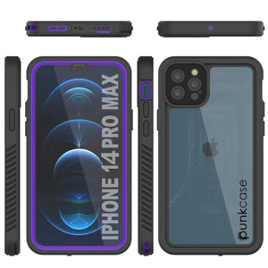 iPhone 14 Pro Max Waterproof Case, Punkcase [Extreme Series] Armor Cover W/ Built In Screen Protector [Purple] (Color in image: Red)