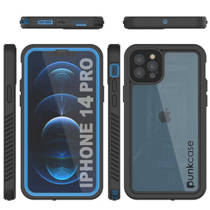 iPhone 14 Pro Waterproof Case, Punkcase [Extreme Series] Armor Cover W/ Built In Screen Protector [Light Blue] (Color in image: Red)